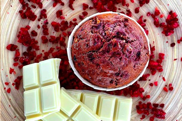Muffin au Chocolat Blanc & Fruits Rouges Hebeho